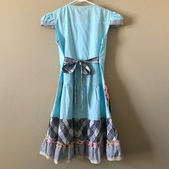 SUNBOREE Patchwork Blue Dress with Wooden Buttons - Picture 11 of 15